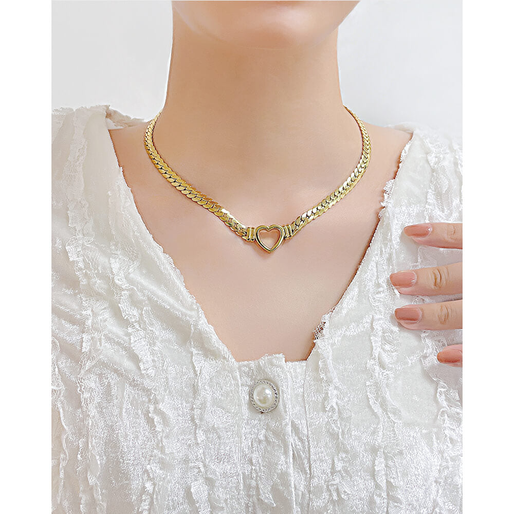 AG Unique Hollow Fancy Gold Heart Stainless Steel Necklace - AGCHEN JEWELRY,necklace