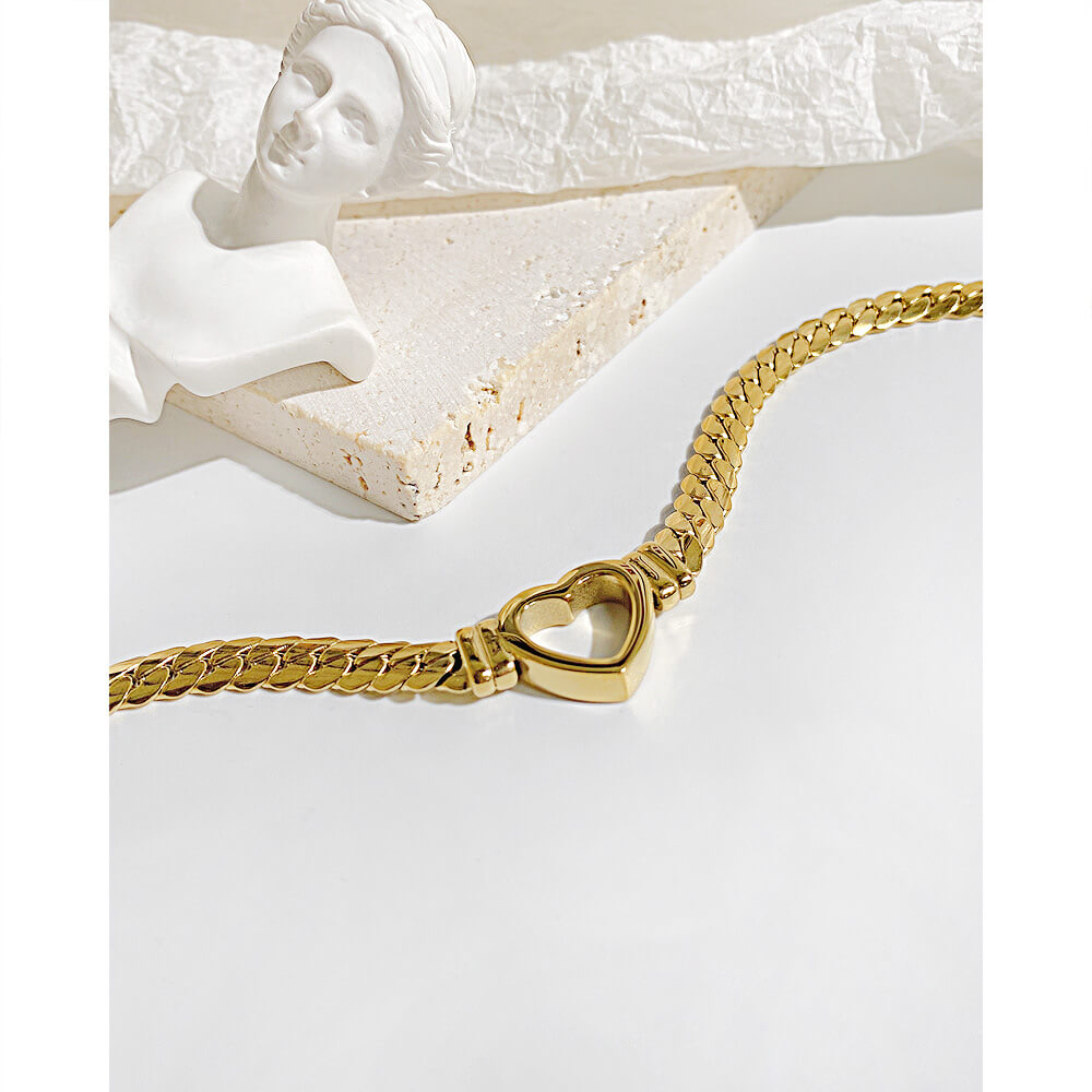 AG Unique Hollow Fancy Gold Heart Stainless Steel Necklace - AGCHEN JEWELRY,necklace