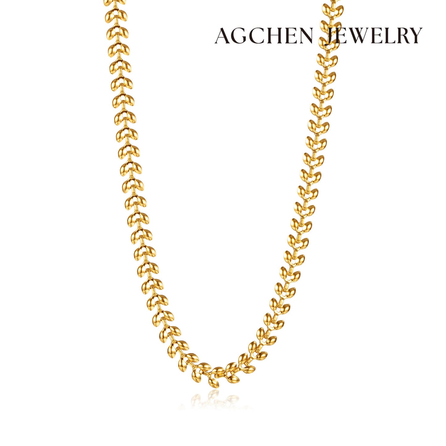 AG Nature Inspired Gold Vines Stainless Steel Necklace - AGCHEN JEWELRY,necklace