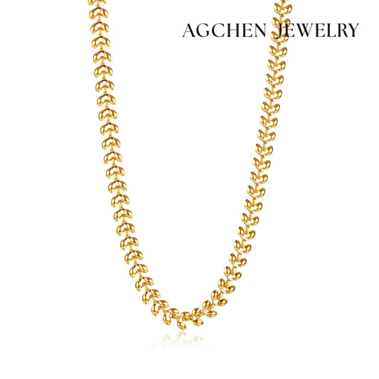 AG Nature Inspired Gold Vines Stainless Steel Necklace - AGCHEN JEWELRY,necklace