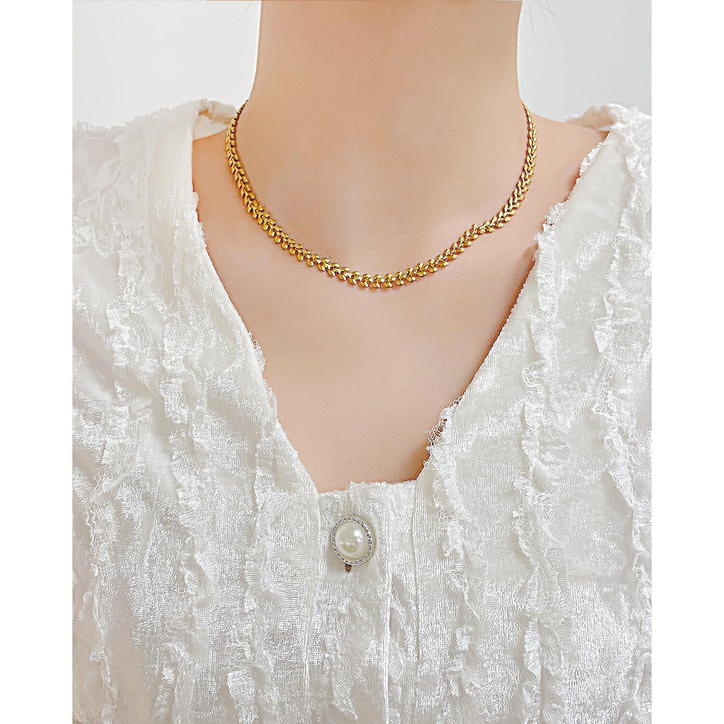 AG Nature Inspired Gold Vines Stainless Steel Necklace - AGCHEN JEWELRY,necklace