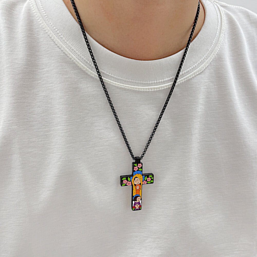 AG Lovely Mary & Nun Cross Pendant Necklace - AGCHEN JEWELRY,men necklace