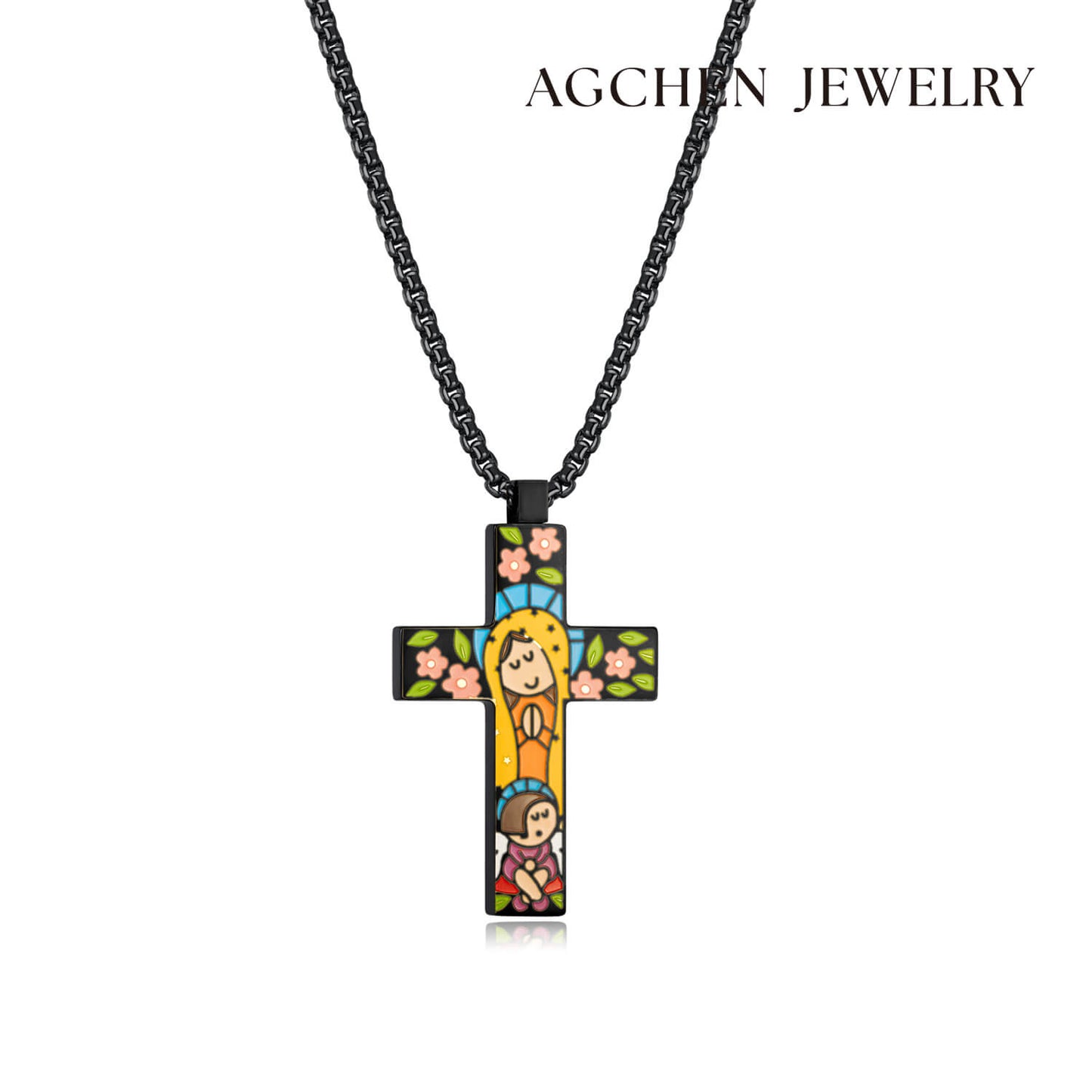 AG Lovely Mary & Nun Cross Pendant Necklace - AGCHEN JEWELRY,men necklace
