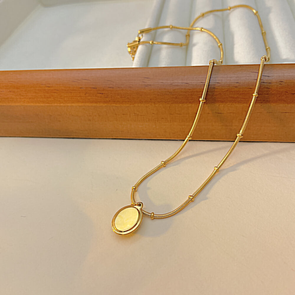 AG Golden Pendant With Big Green Opal Necklace - AGCHEN JEWELRY,necklace