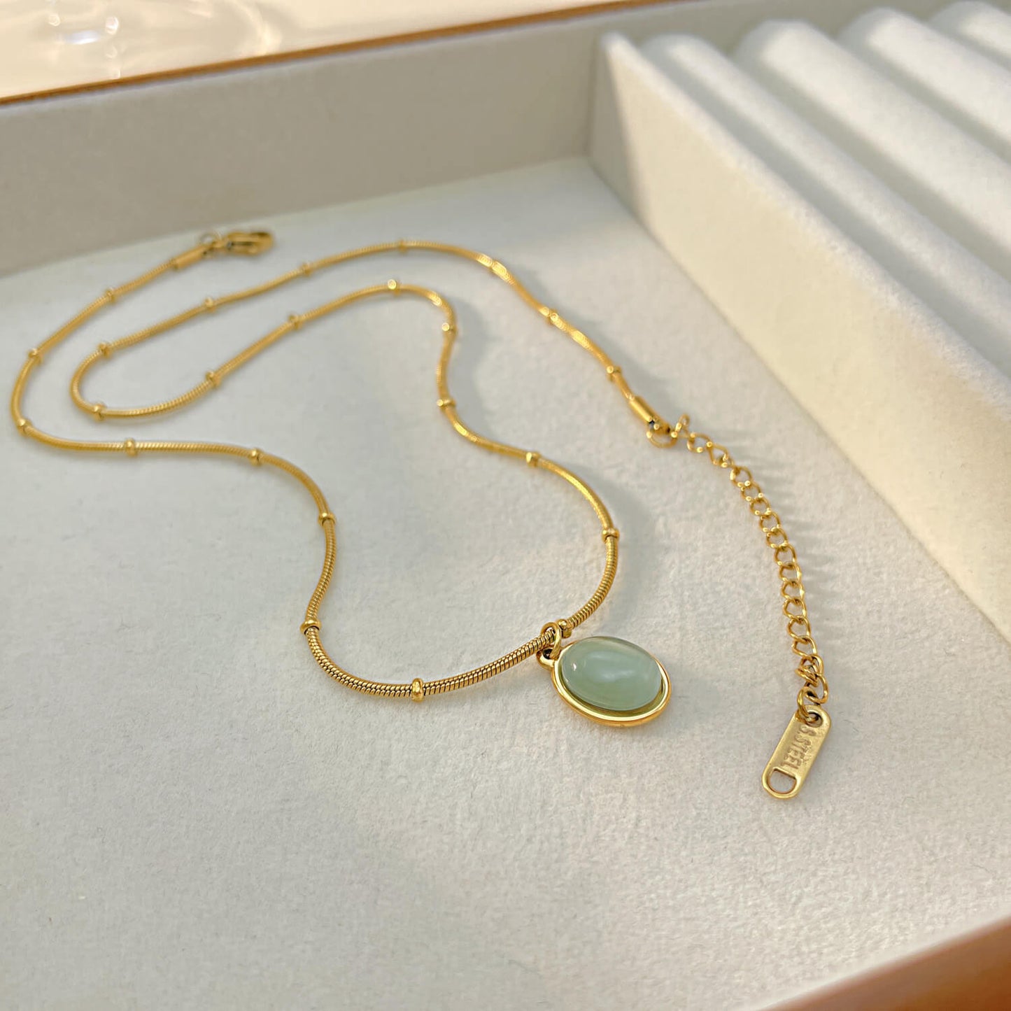 AG Golden Pendant With Big Green Opal Necklace - AGCHEN JEWELRY,necklace