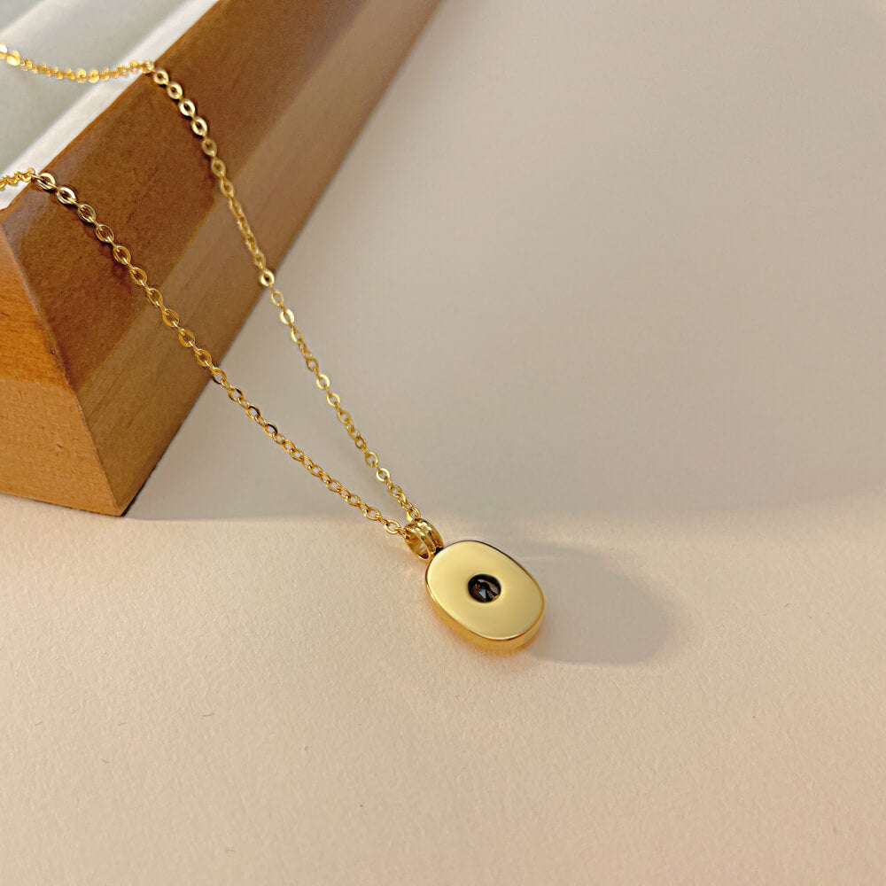AG Golden Pendant Necklace With Black Cubic Zirconia Charm - AGCHEN JEWELRY,necklace
