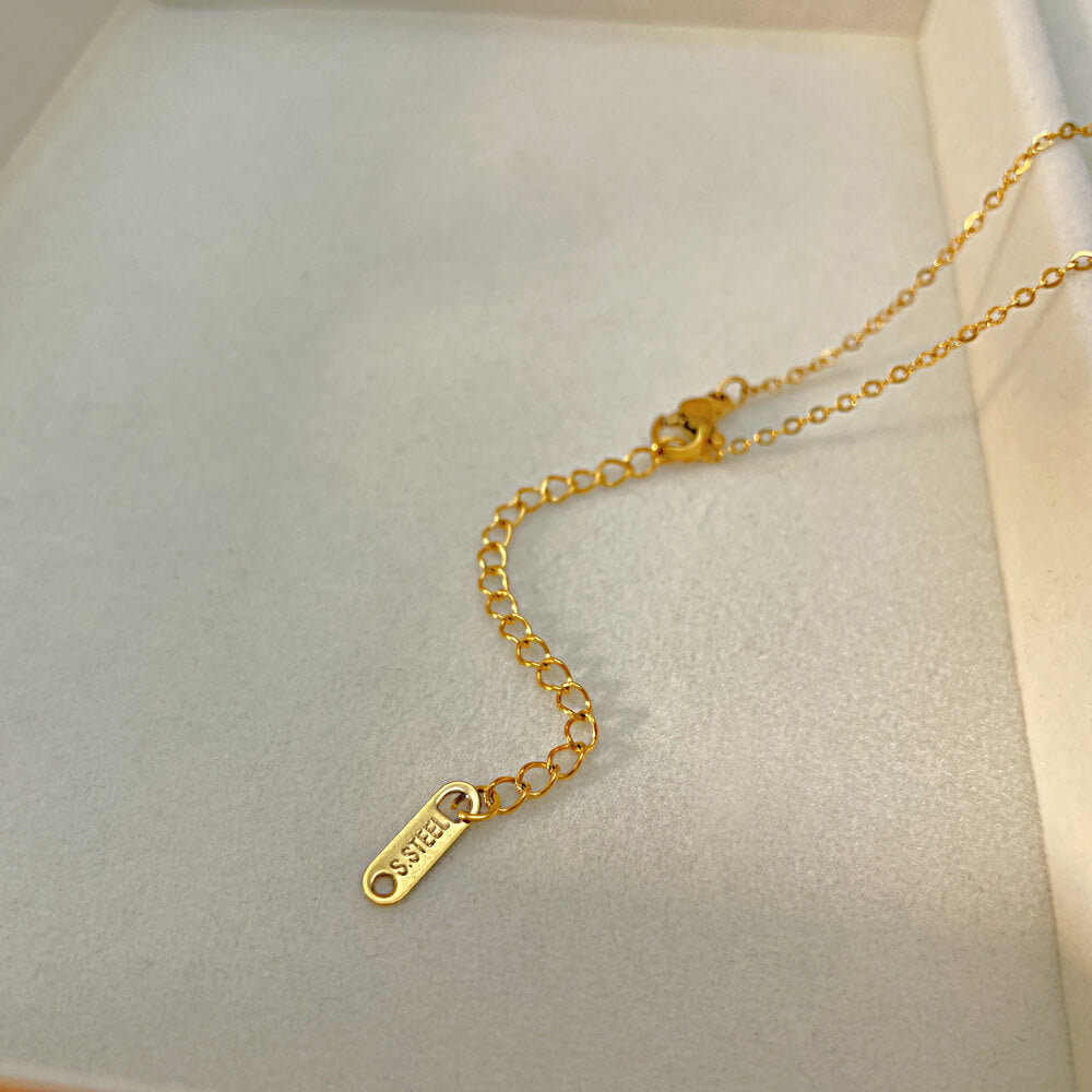 AG Golden Pendant Necklace With Black Cubic Zirconia Charm - AGCHEN JEWELRY,necklace