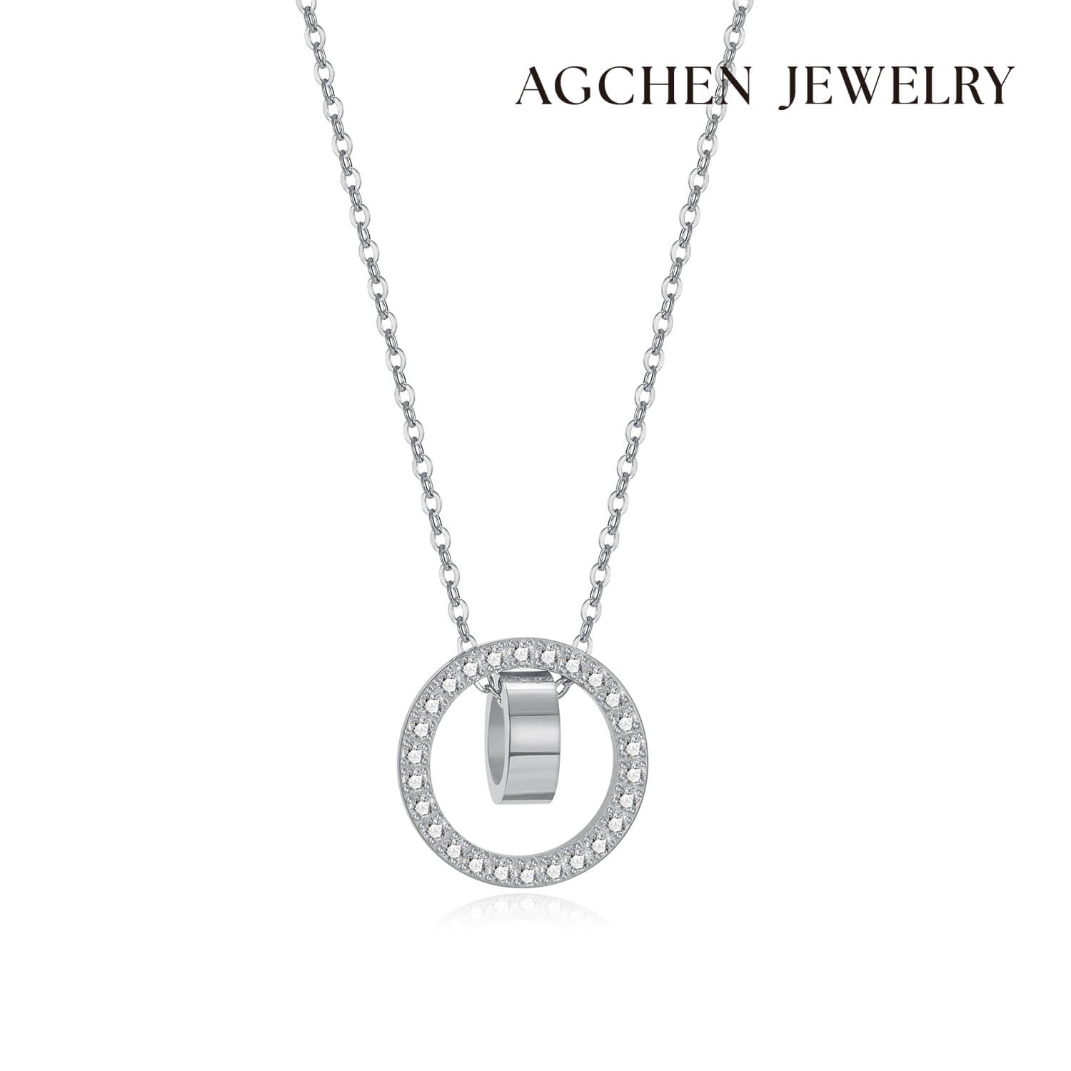 AG Seiko Diamond Pendant With Sparkling Cubic Zirconia Necklace - AGCHEN JEWELRY,necklace