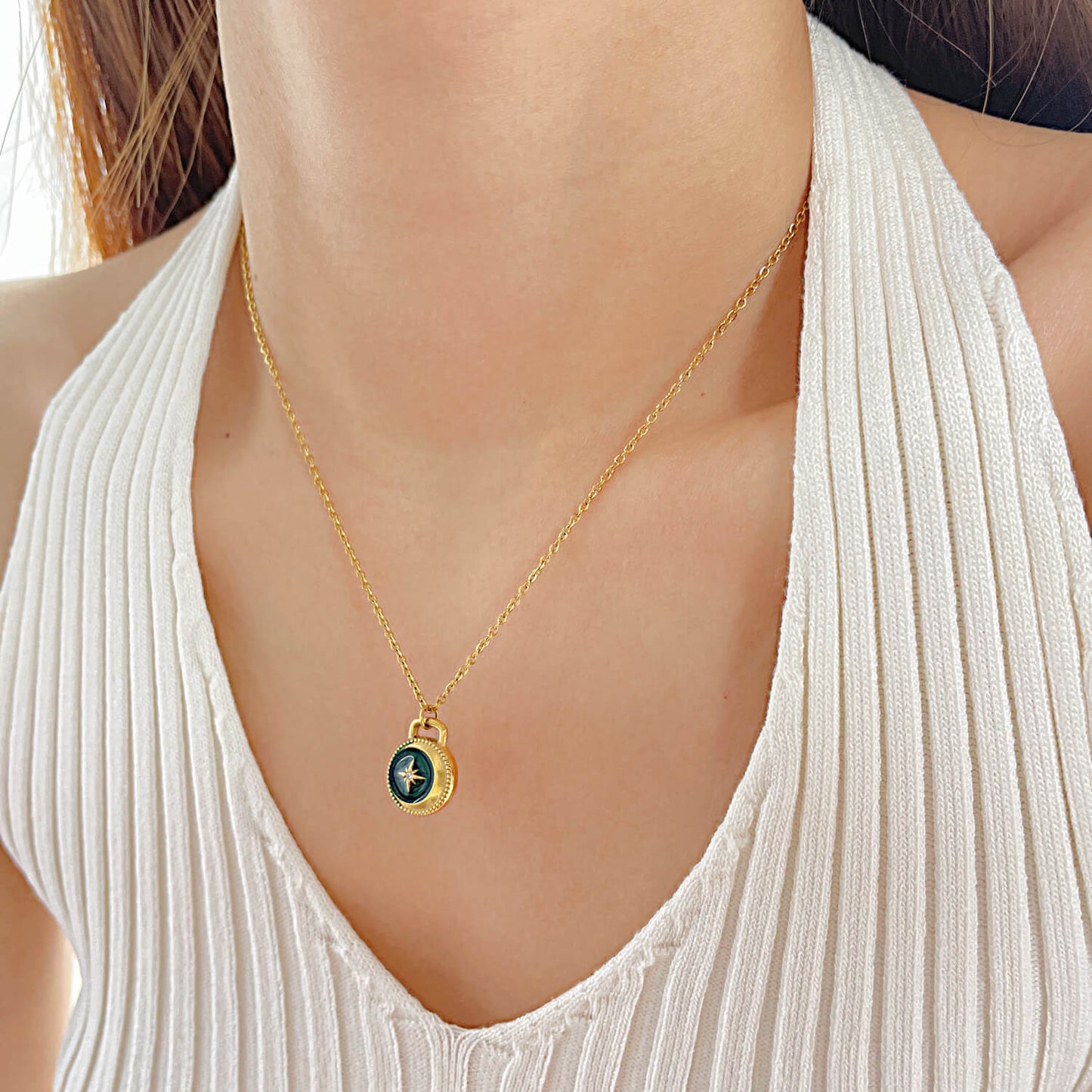 AG Eternal Glory Gold Pendant Stainless Steel Necklace - AGCHEN JEWELRY,necklace