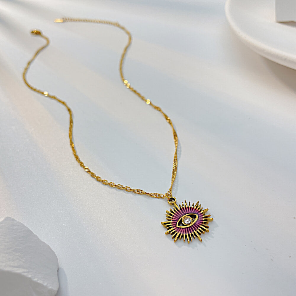 AG Gorgeous Gold Eye Stainless Steel Pendant Necklace - AGCHEN JEWELRY,necklace