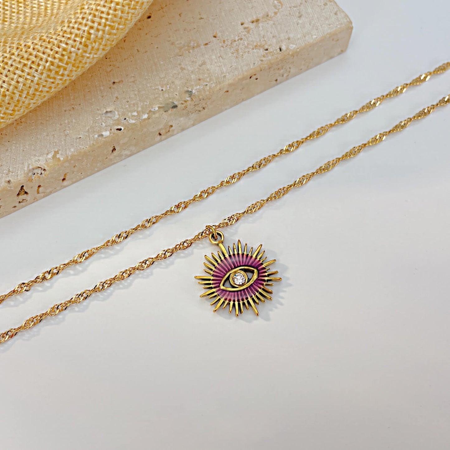 AG Gorgeous Gold Eye Stainless Steel Pendant Necklace - AGCHEN JEWELRY,necklace