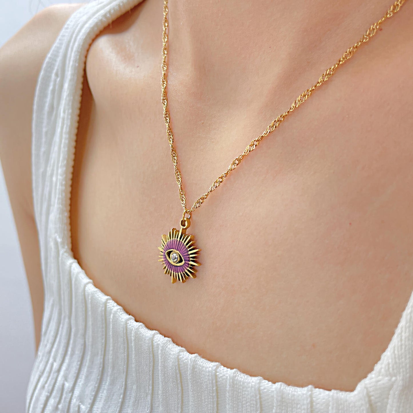 AG Gorgeous Gold Eye Stainless Steel Pendant Necklace - AGCHEN JEWELRY,necklace
