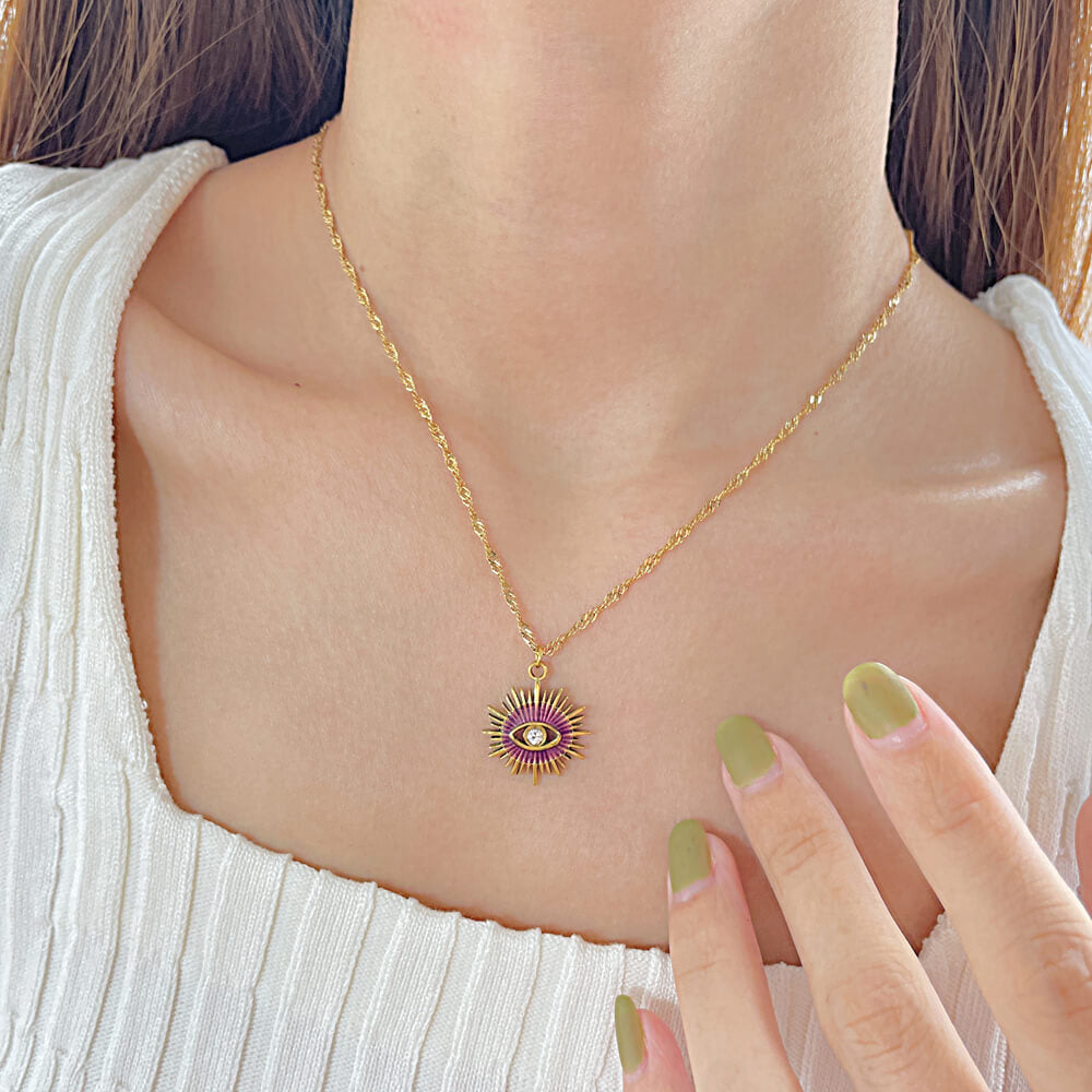 AG Gorgeous Gold Eye Stainless Steel Pendant Necklace - AGCHEN JEWELRY,necklace