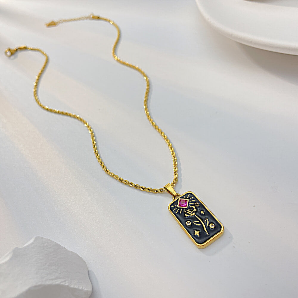 AG Blooming Pink Gold Rose Pendant Necklace - AGCHEN JEWELRY,necklace