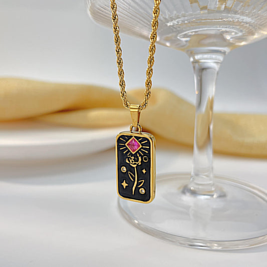 AG Blooming Pink Gold Rose Pendant Necklace - AGCHEN JEWELRY,necklace