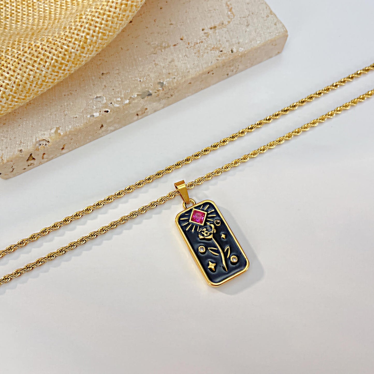 AG Blooming Pink Gold Rose Pendant Necklace - AGCHEN JEWELRY,necklace