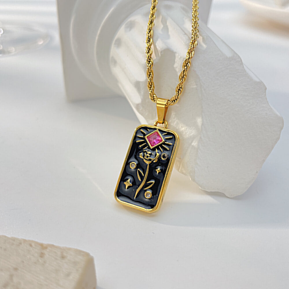 AG Blooming Pink Gold Rose Pendant Necklace - AGCHEN JEWELRY,necklace