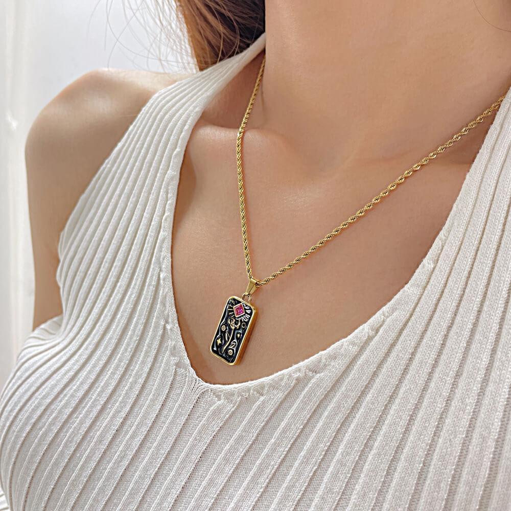 AG Blooming Pink Gold Rose Pendant Necklace - AGCHEN JEWELRY,necklace