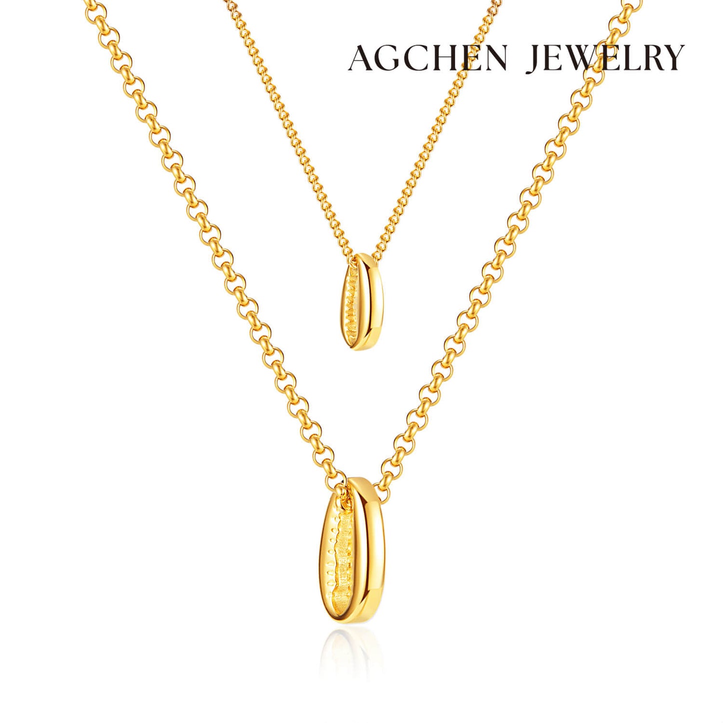 AG Gold Twins Sprouting Seeds Pendant Necklace - AGCHEN JEWELRY,necklace