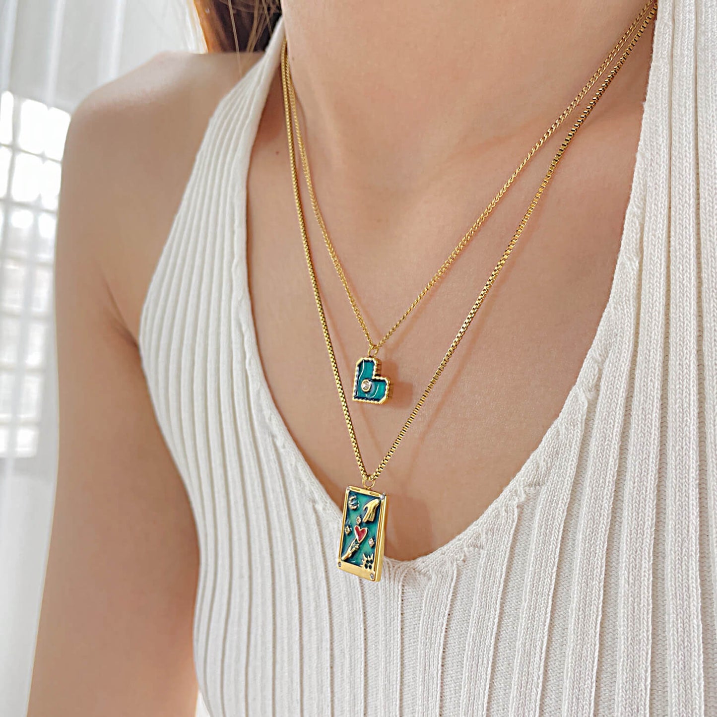 AG The Golden Key to Heart Stainless Steel Pendant Necklace - AGCHEN JEWELRY,necklace