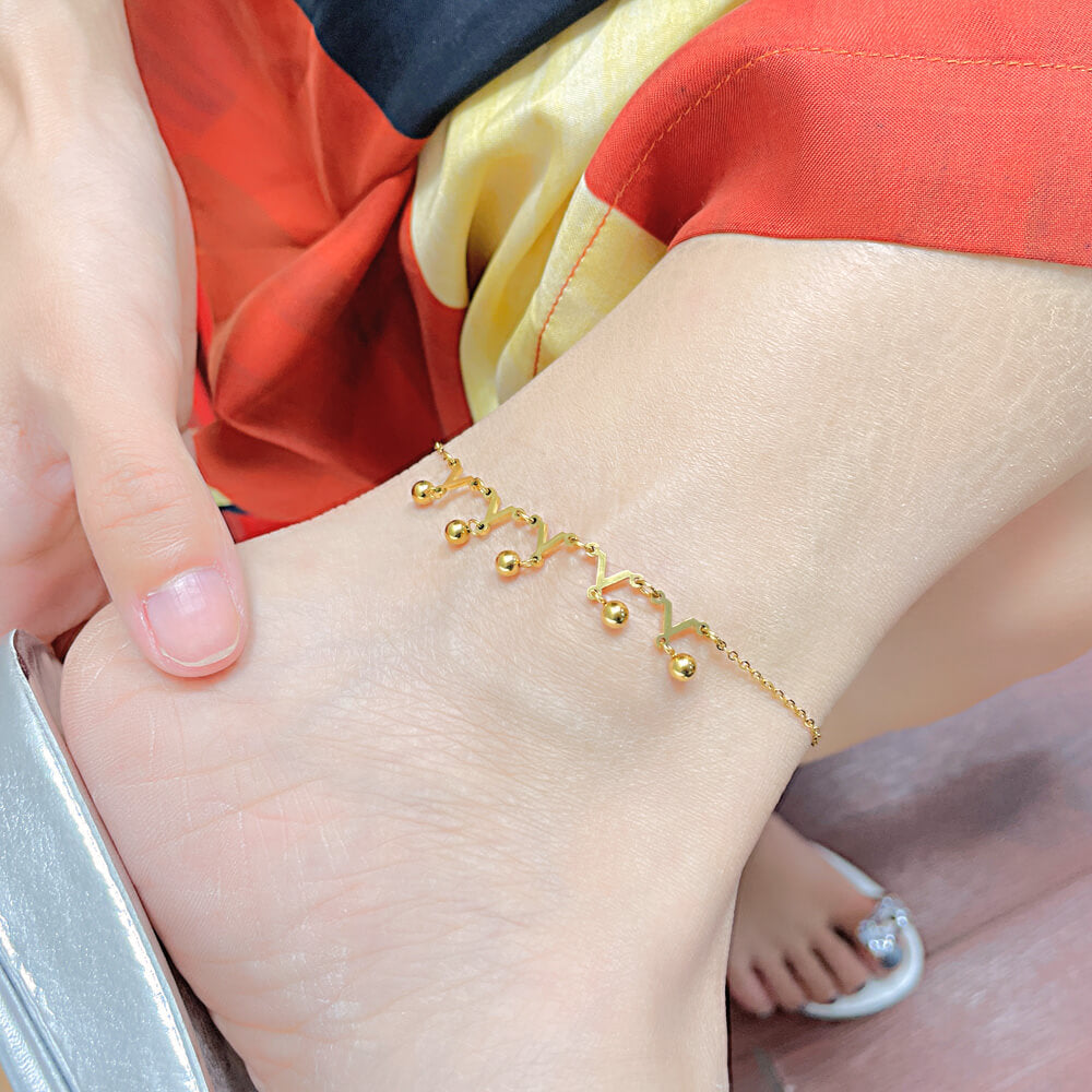AG Gold Waving Stars On the Sea Stainless Steel Anklet - AGCHEN JEWELRY,anklet