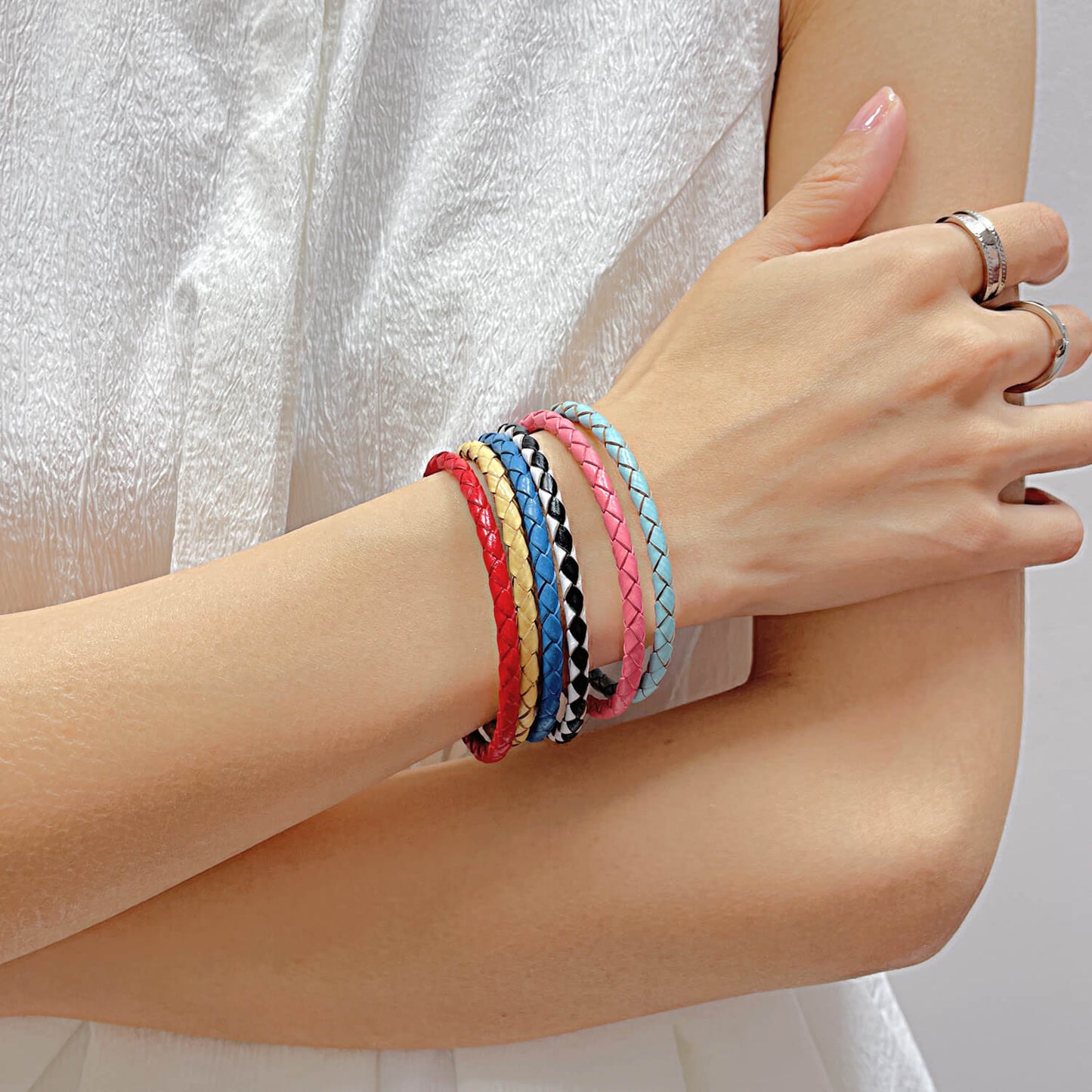 AG Glistening Leather Woven Bracelet - AGCHEN JEWELRY,bracelet