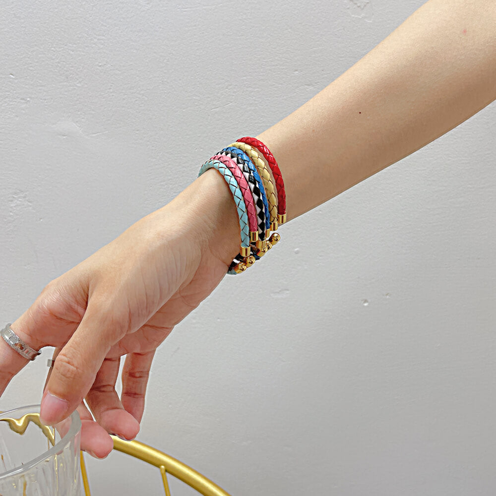 AG Glistening Leather Woven Bracelet - AGCHEN JEWELRY,bracelet
