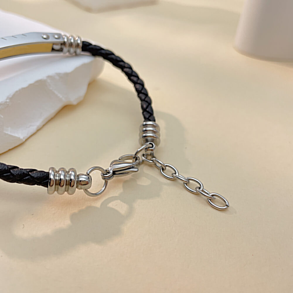 AG Everlasting Black Leather Stainless Steel Lover Bracelet - AGCHEN JEWELRY,lover bracelet