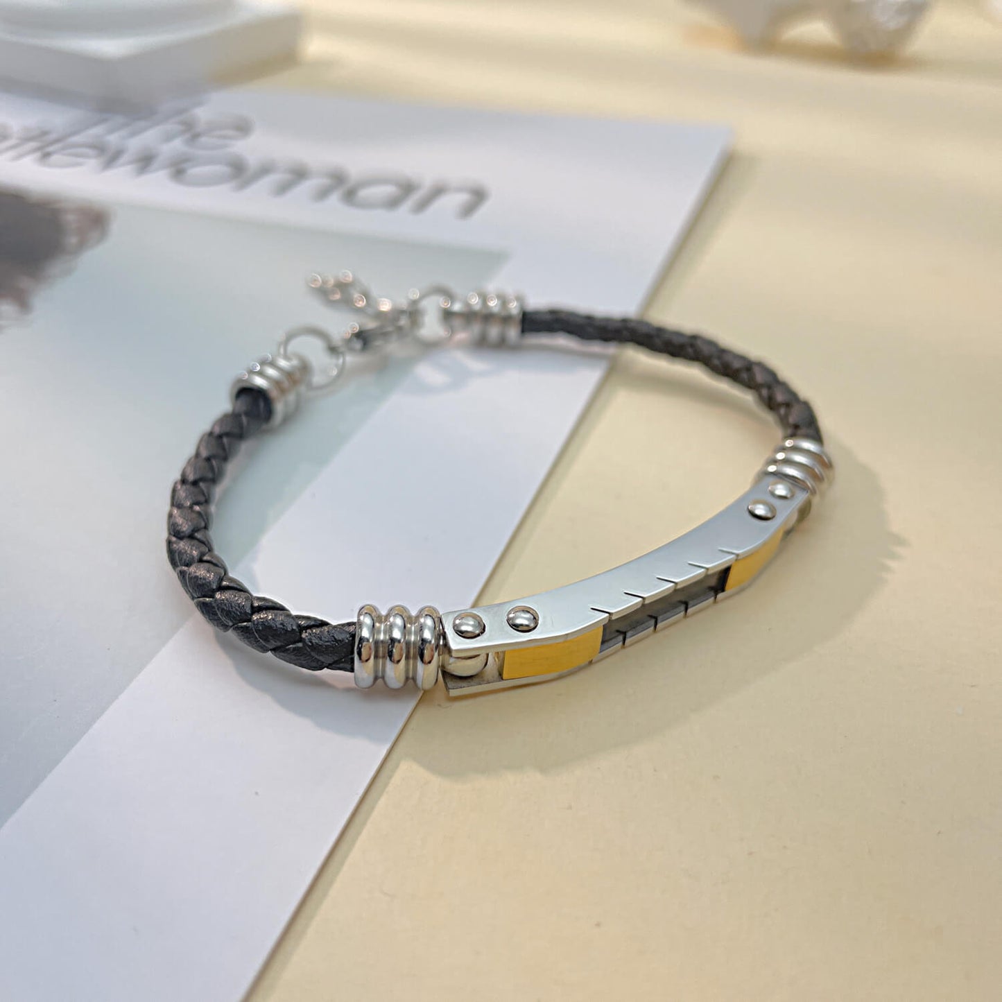 AG Everlasting Black Leather Stainless Steel Lover Bracelet - AGCHEN JEWELRY,lover bracelet