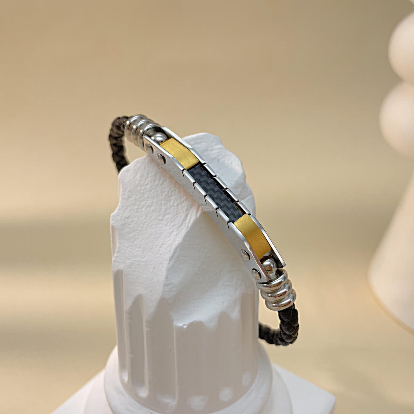 AG Everlasting Black Leather Stainless Steel Lover Bracelet - AGCHEN JEWELRY,lover bracelet