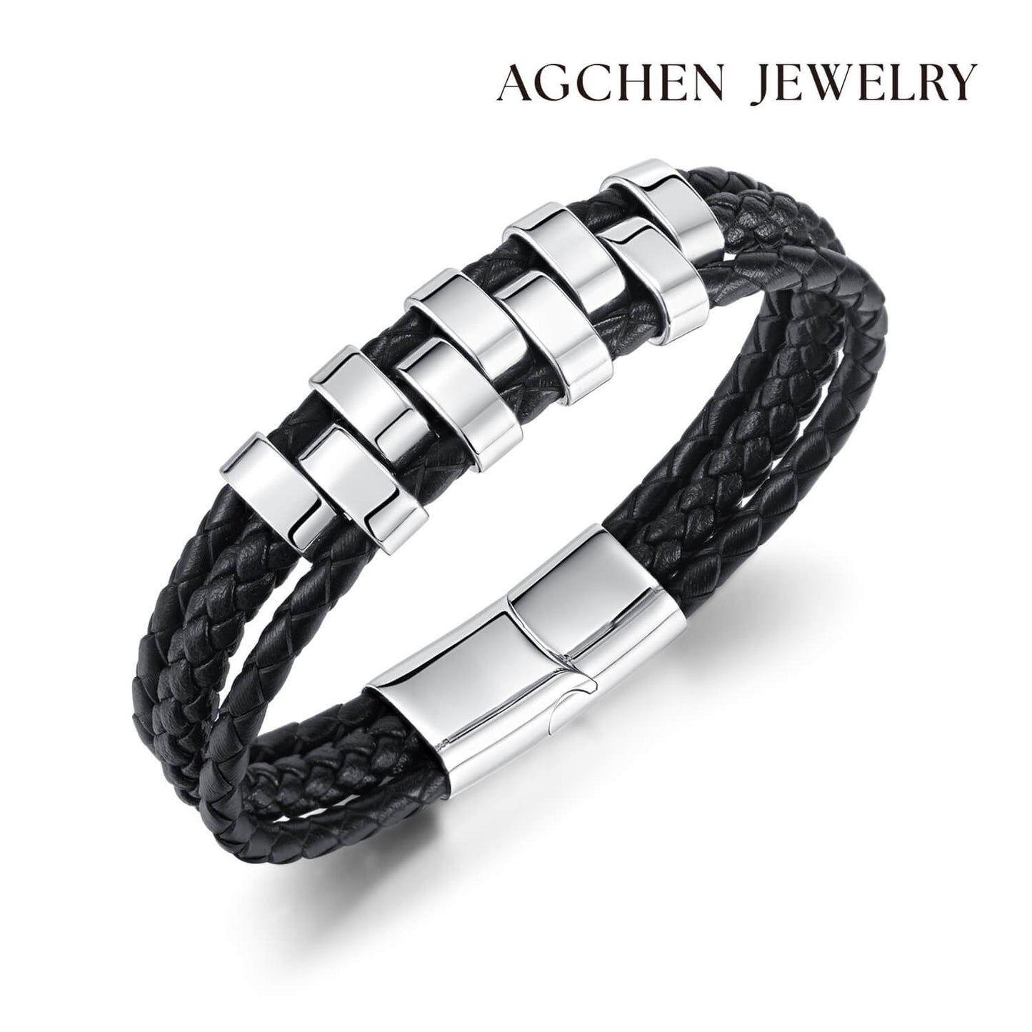 AG Mens 3 layers Unique and Elegance Stainless Steel Design Bracelet - AGCHEN JEWELRY,man bracelet