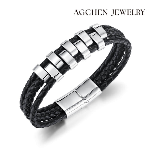 AG Mens 3 layers Unique and Elegance Stainless Steel Design Bracelet - AGCHEN JEWELRY,man bracelet