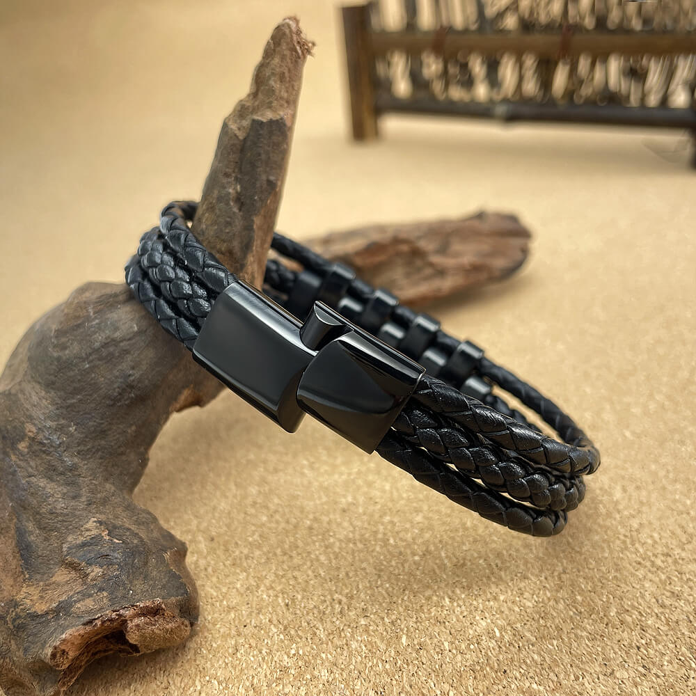 AG Mens 3 layers Unique and Elegance Stainless Steel Design Bracelet - AGCHEN JEWELRY,man bracelet
