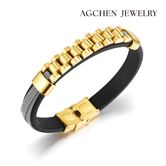 AG Mens Modish and Fancy Bracelet With Watchband Design - AGCHEN JEWELRY,man bracelet