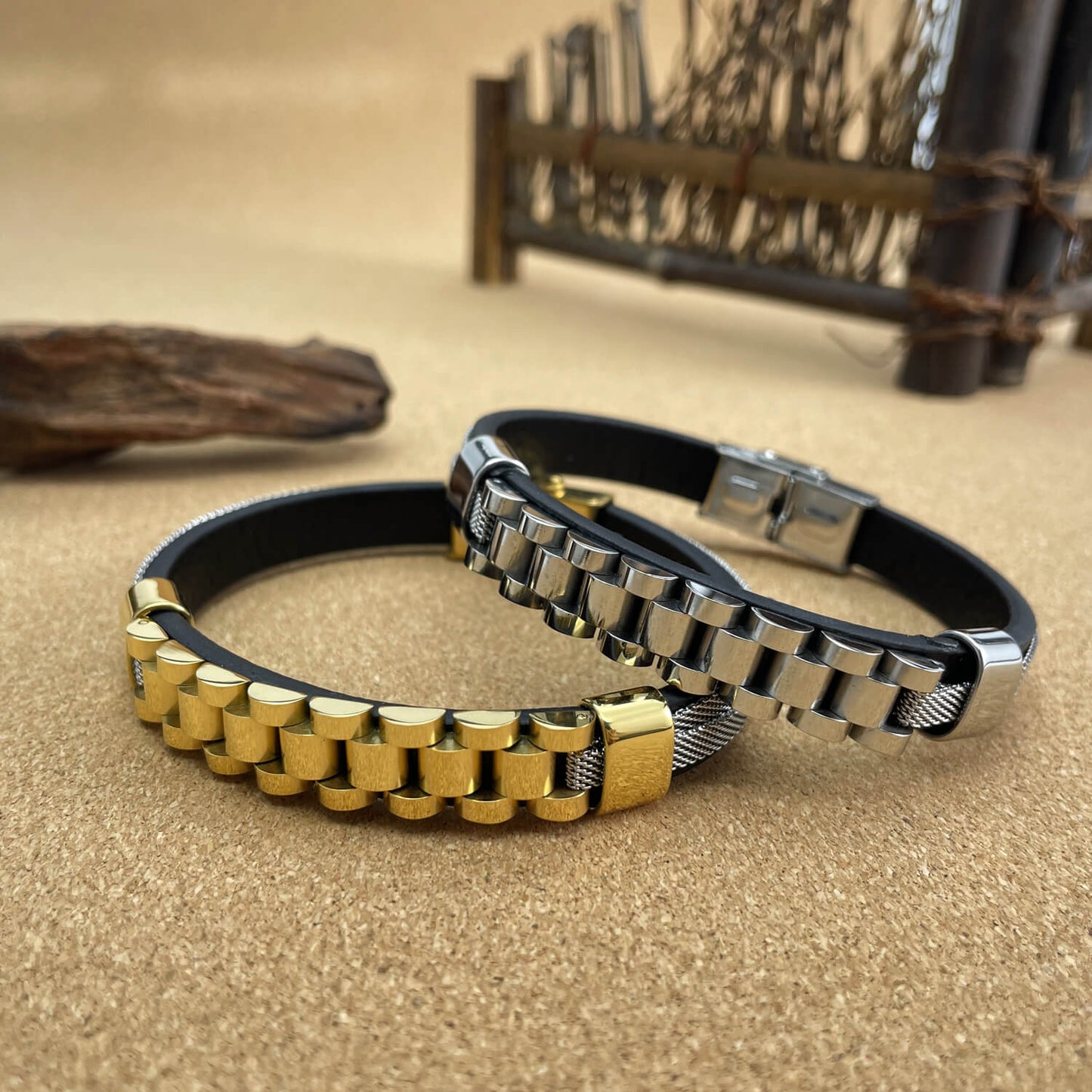 AG Mens Modish and Fancy Bracelet With Watchband Design - AGCHEN JEWELRY,man bracelet