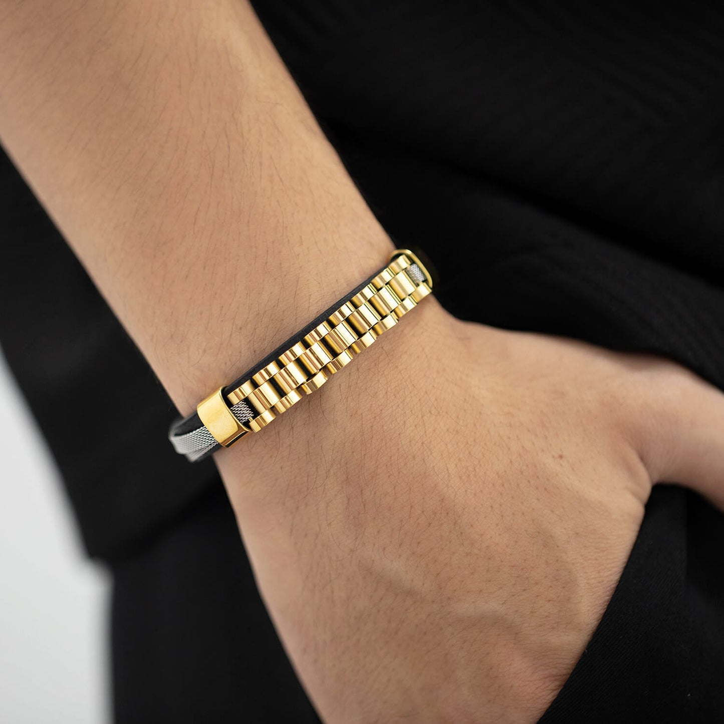 AG Mens Modish and Fancy Bracelet With Watchband Design - AGCHEN JEWELRY,man bracelet