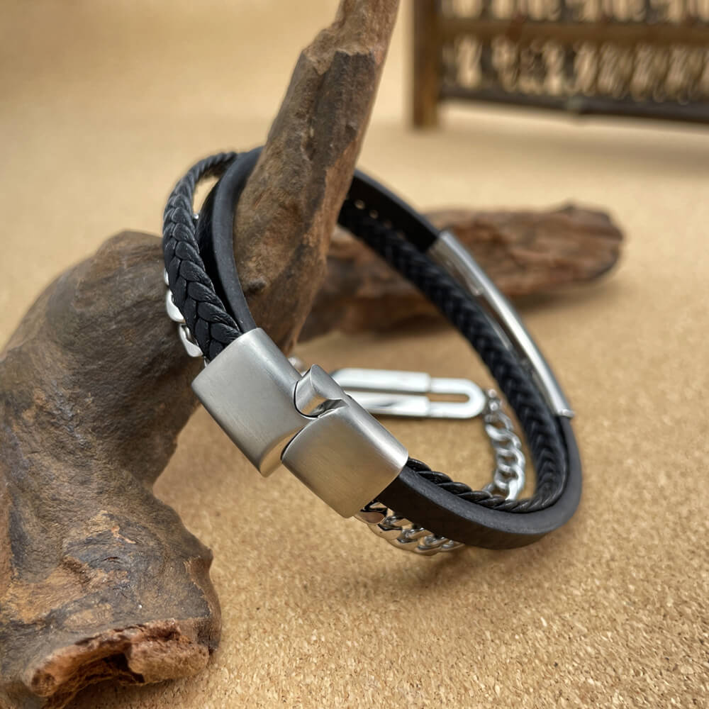 AG Mens Fashionable Stainless Steel Bracelet With Lock-Like Design - AGCHEN JEWELRY,man bracelet
