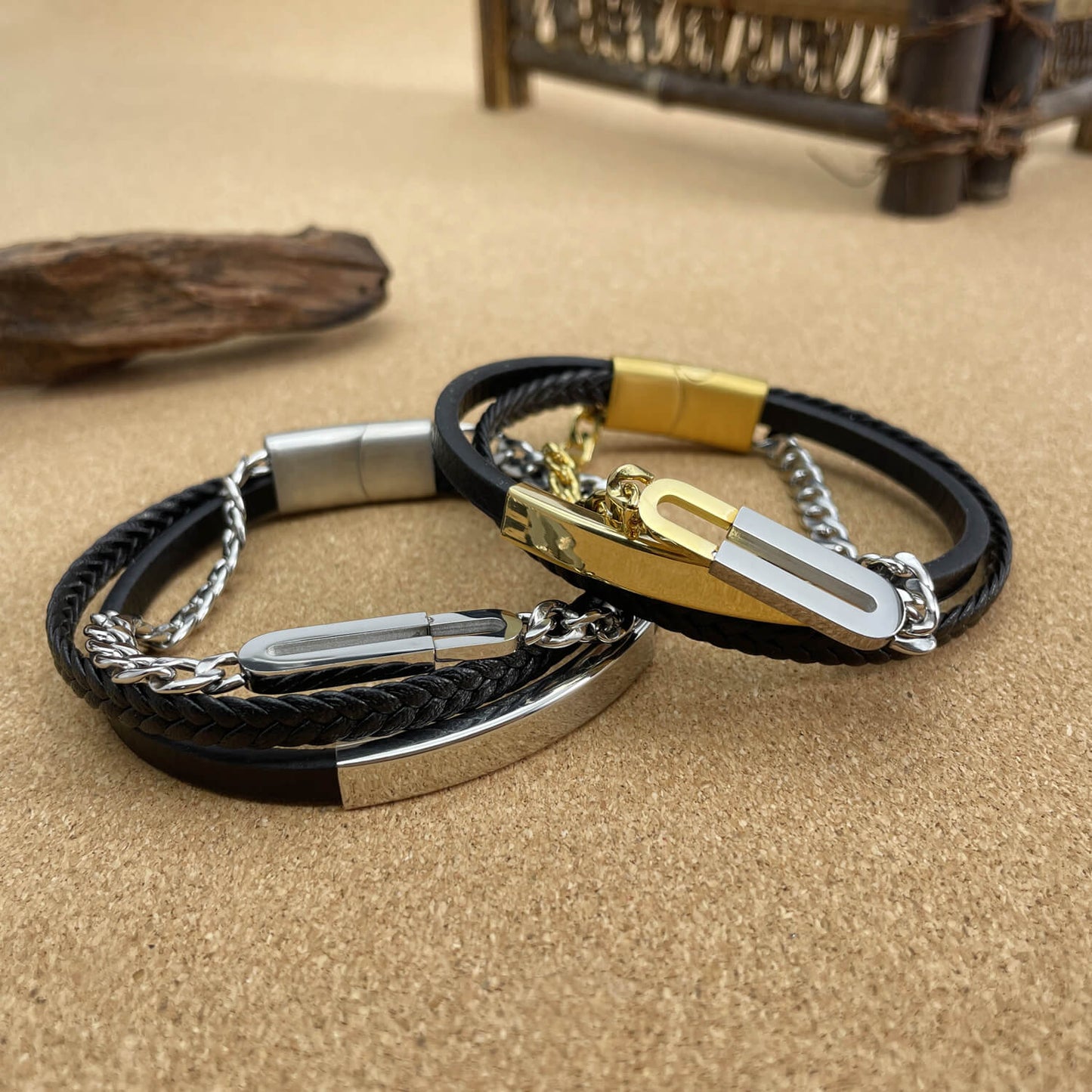 AG Mens Fashionable Stainless Steel Bracelet With Lock-Like Design - AGCHEN JEWELRY,man bracelet