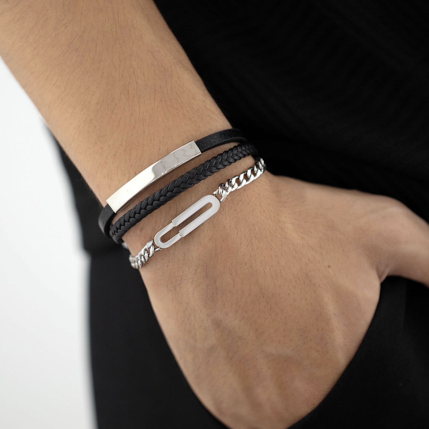 AG Mens Fashionable Stainless Steel Bracelet With Lock-Like Design - AGCHEN JEWELRY,man bracelet