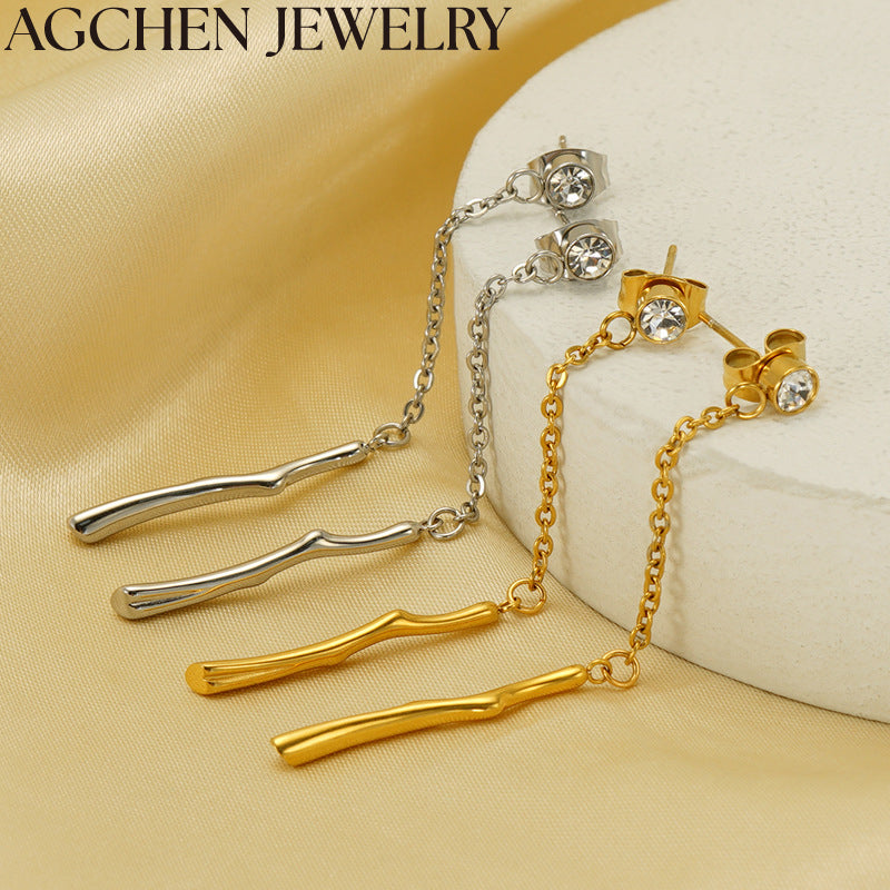 AG Women's Stainless Steel Chain Earrings