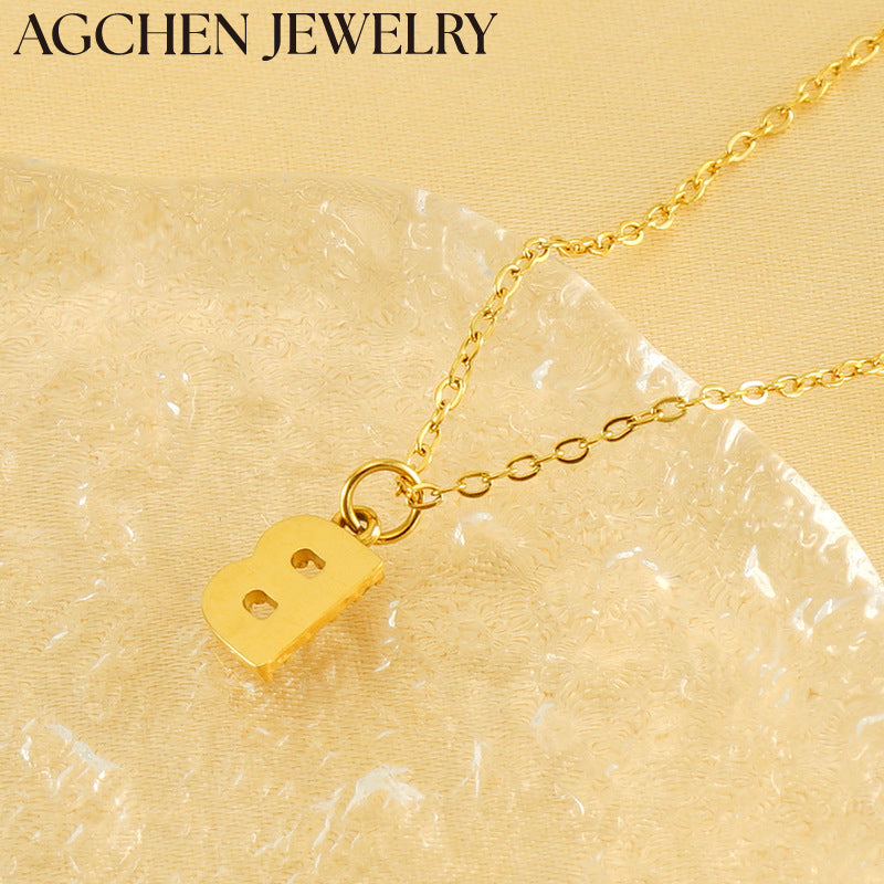 AG Stainless Steel Zirconia Letter Necklace