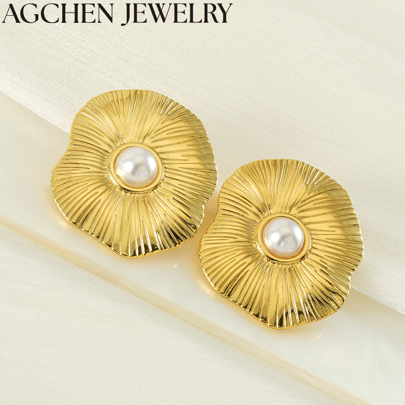 AG Elegant Women's Pearl Stud Earrings