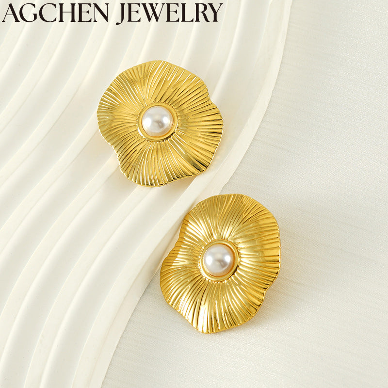 AG Elegant Women's Pearl Stud Earrings