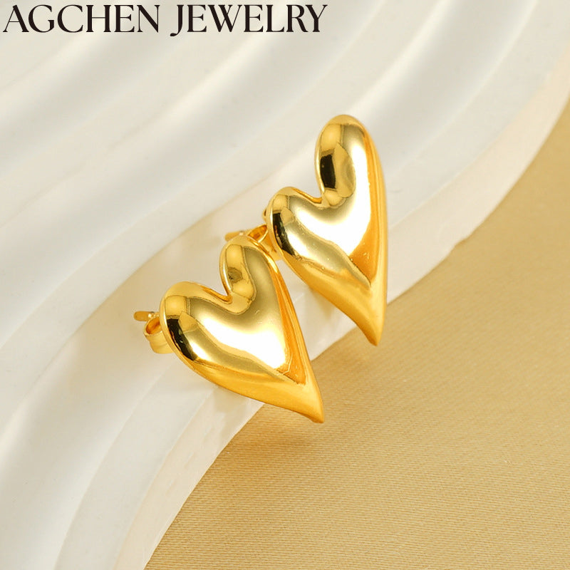 AG Irregular Gold Heart Earrings
