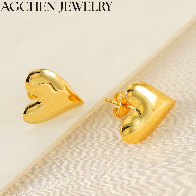 AG Irregular Gold Heart Earrings