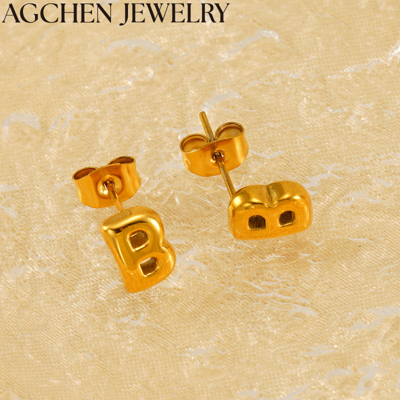 AG Cute Mini Letter Stud Earrings