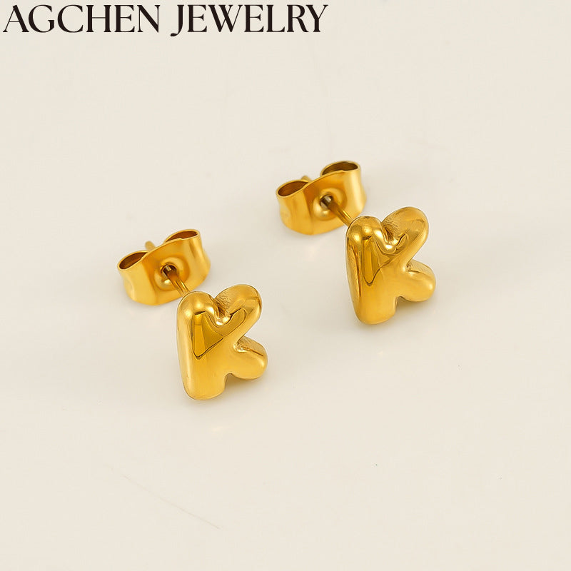 AG Cute Mini Letter Stud Earrings