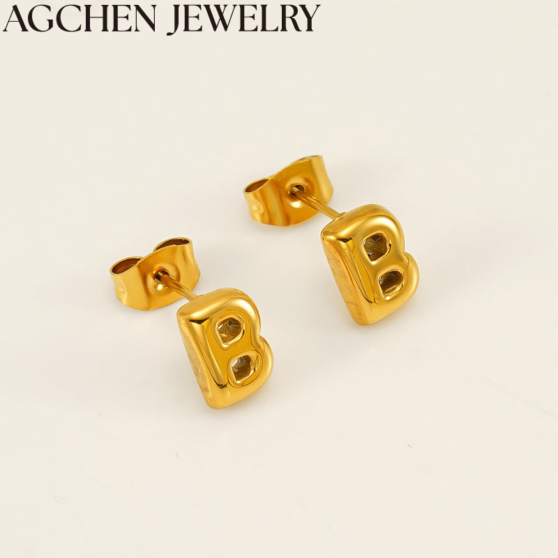 AG Cute Mini Letter Stud Earrings