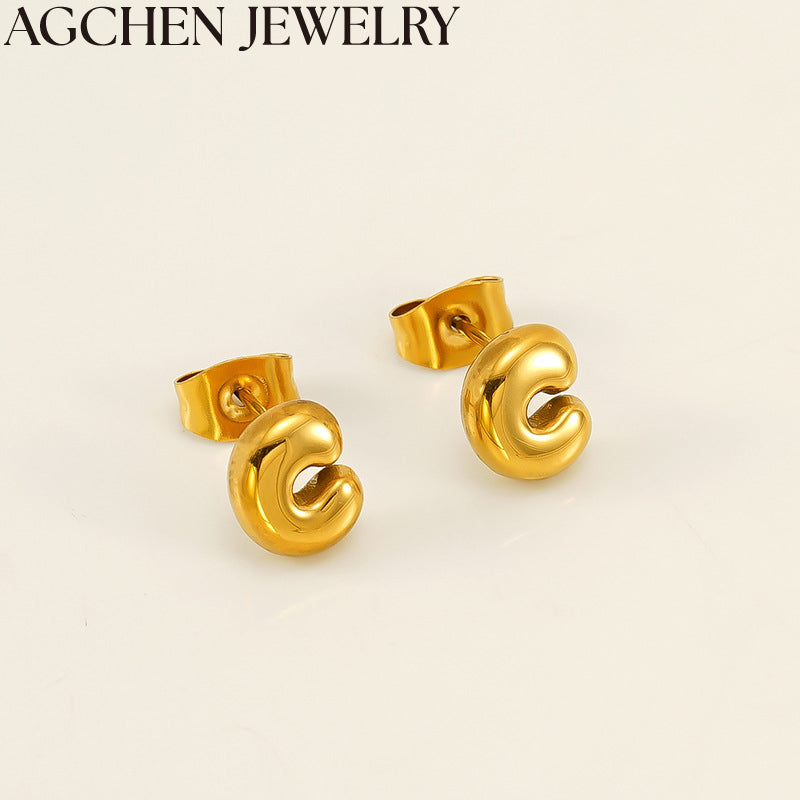 AG Cute Mini Letter Stud Earrings