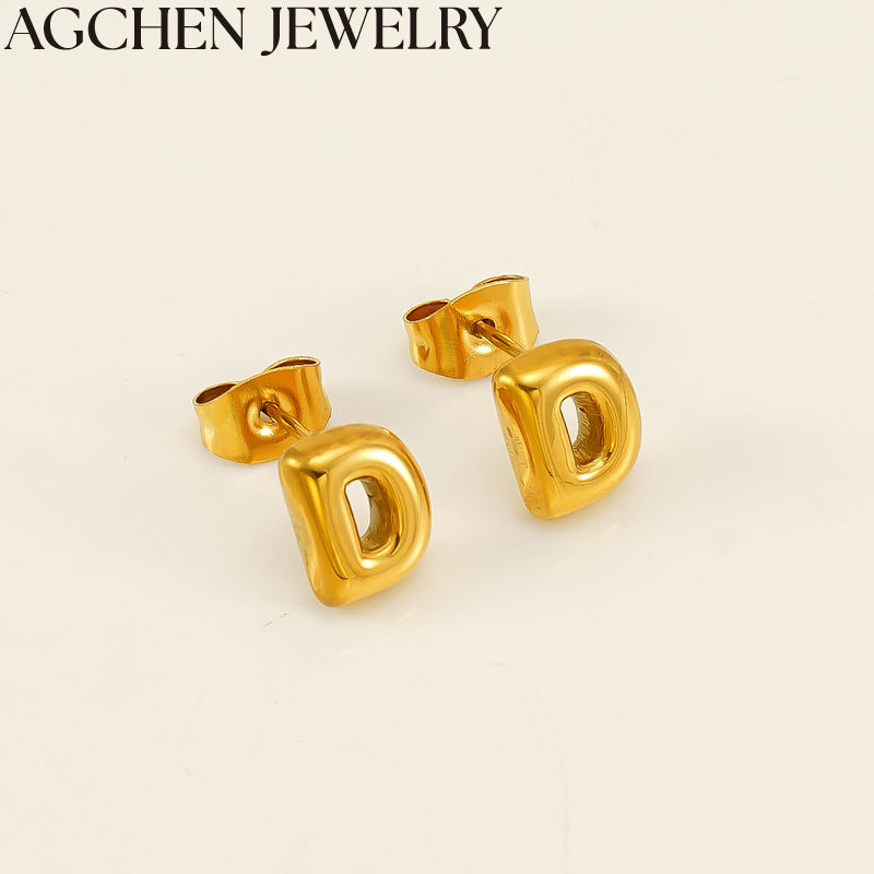 AG Cute Mini Letter Stud Earrings